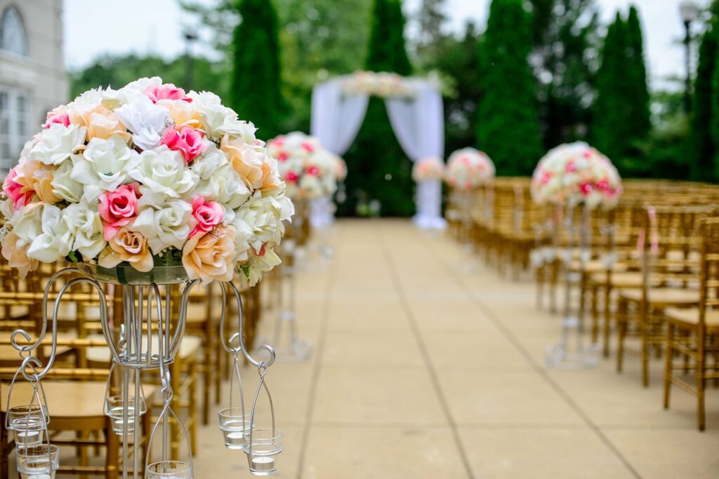 wedding, aisle, flower arrangement, bloom, nature, blossom, bouquet, beautiful flowers, celebration, chairs, decoration, flora, flowers, flower background, flower wallpaper, roses, event, wedding photography, wedding preparations, wedding, wedding, wedding, wedding, wedding